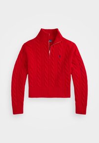 CABLE WOOL CASHMERE HALF ZIP SWEATER - Pulover - red