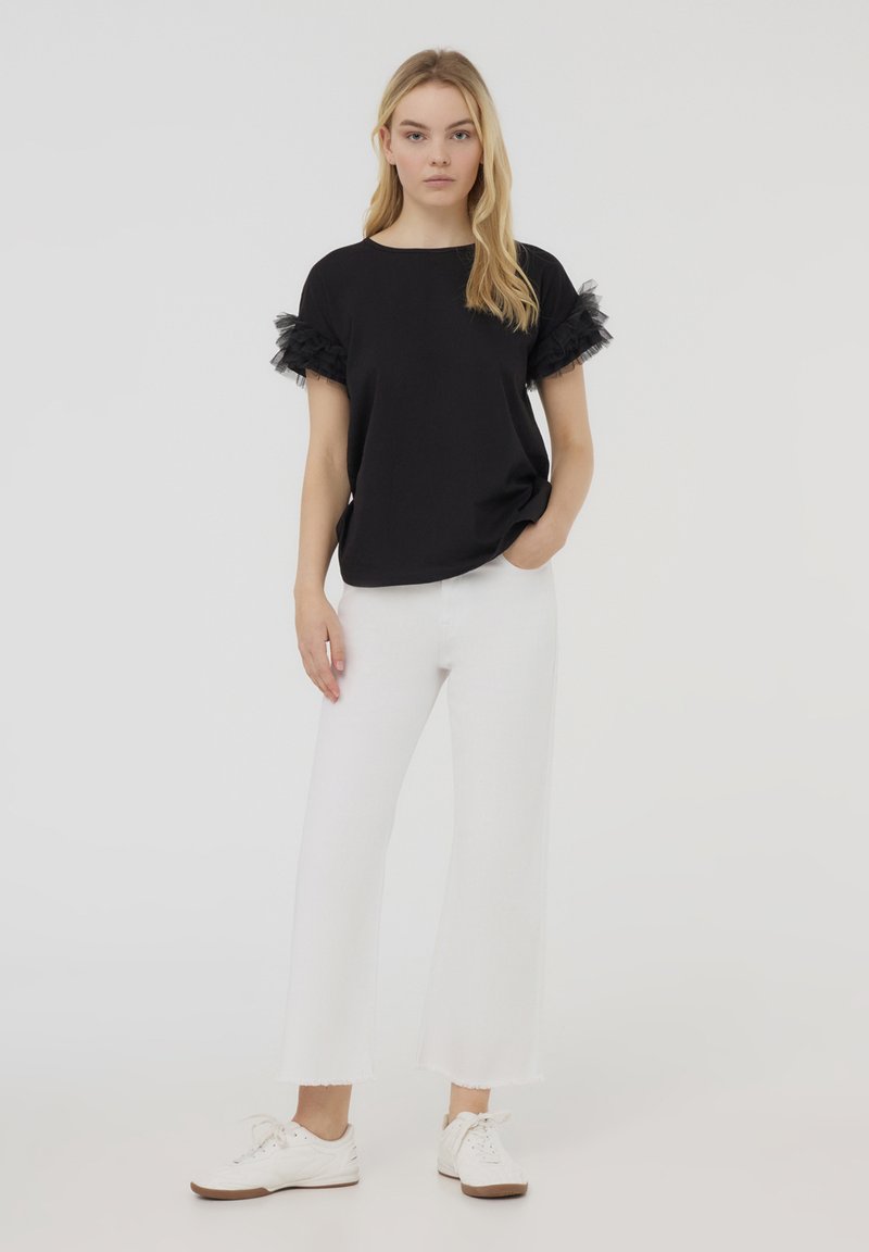 Terranova WITH RUFFLE SLEEVES T-shirt con stampa nero