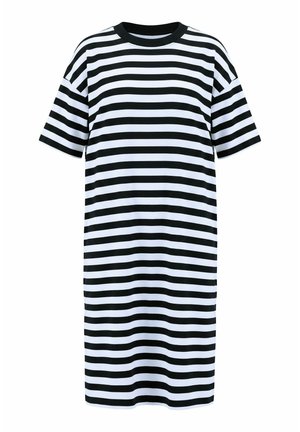 Studio Untold, MIDI-JERSEYKLEID, A-LINIE, RINGELJERSEY, HALBARM - T-paitamekko - black