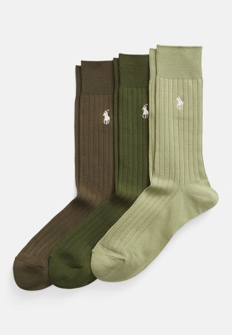 Polo Ralph Lauren RIBKNIT COTTONBLEND CREW SOCK 3PACK Sokken olive/olijfgroen Zalando.be