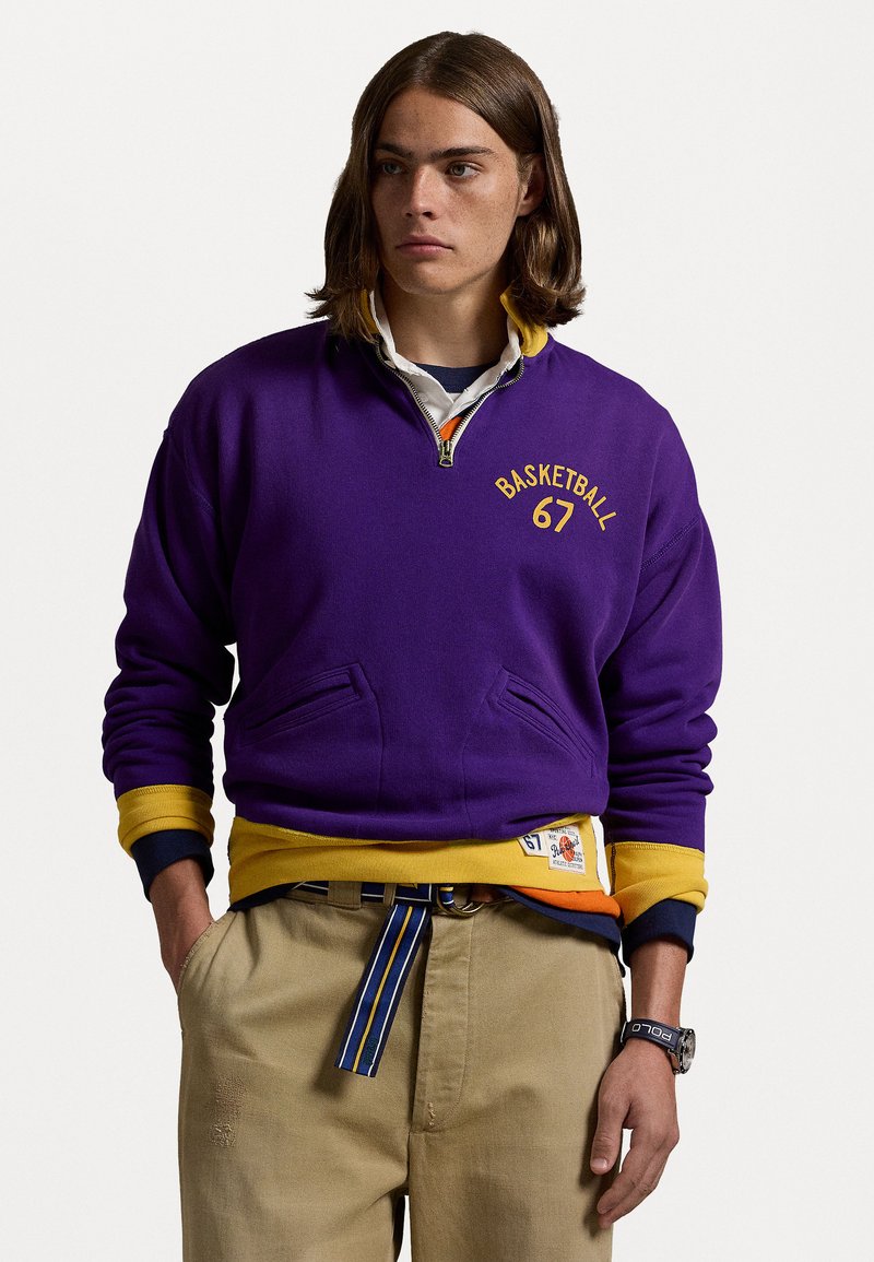 Polo Ralph Lauren VINTAGE FIT FLEECE COLLARED SWEATSHIRT - Sudadera - chalet purple/arctic yellow