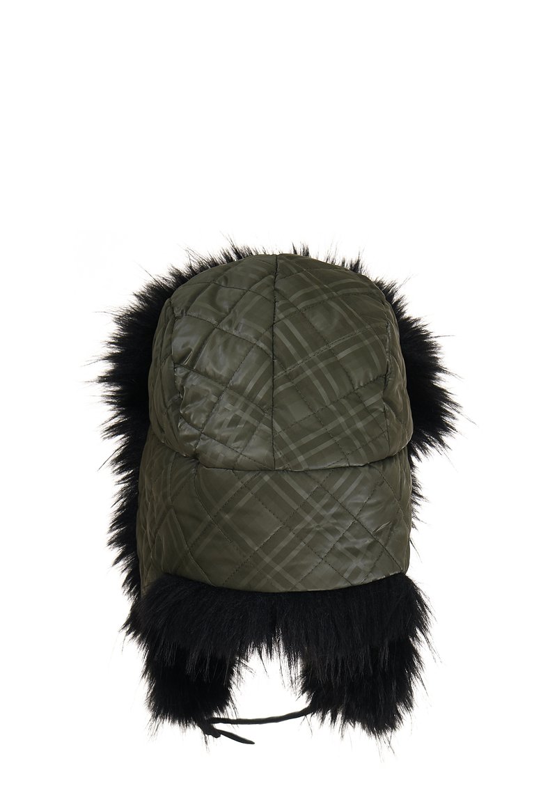 Chapeau Cloche En Fausse Fourrure Kaki - Taille 57 - Occasion - Style Vintage