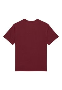 Bordeaux t-shirt med korte ærmer, rund hals, lavet af blødt bomuld, med en glat overflade uden synlige mønstre eller detaljer.