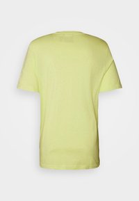 T-shirt a maniche corte di un verde lime chiaro, realizzato in cotone morbido. Presenta una vestibilità rilassata con collo rotondo. Senza etichette o decorazioni visibili.