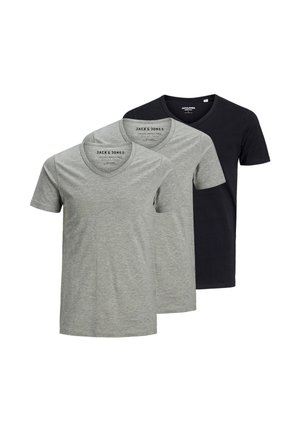 3 PACK - T-shirt basic - hellgrau/schwarz