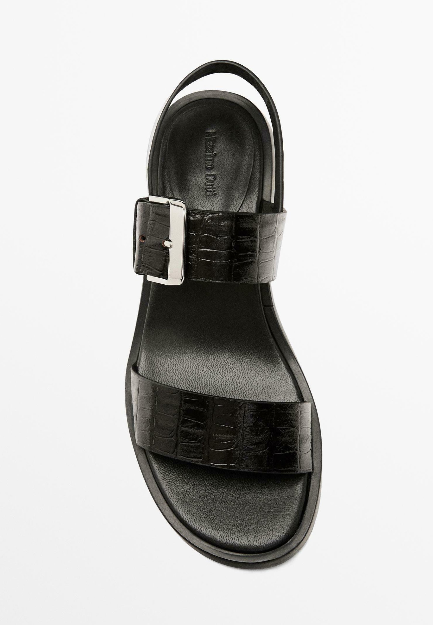Massimo Dutti MOCK CROC EMBOSSED - Sandals - dark brown