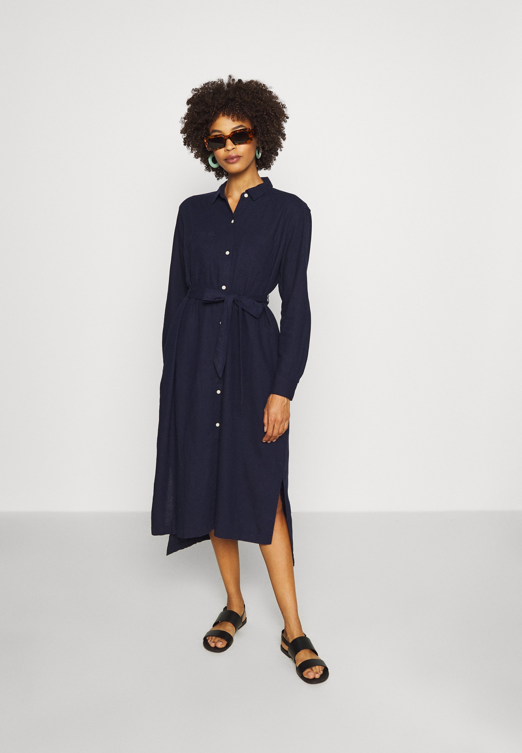 navy bardot fishtail hem dress