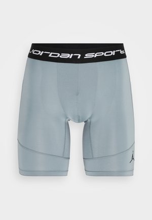 Šviesiai pilki sportiniai šortai su juodu elastingu juosmeniu, ant kurio užrašyta "Jordan Sport". Šone yra mažas juodas Jordan logotipas.