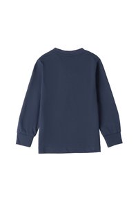 Marineblaue Langarmshirt aus Baumwolle mit Rundhalsausschnitt, elastischen Bündchen und geradem Saum. Glatte Oberfläche, keine Grafiken oder Muster.
