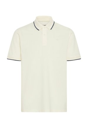 Lichtrompe polo shirt, korte mouwen, drieknopen-patent, marineblauwe afwerking op de kraag en mouwen, zachte katoentextuur, subtiele logo-detail.