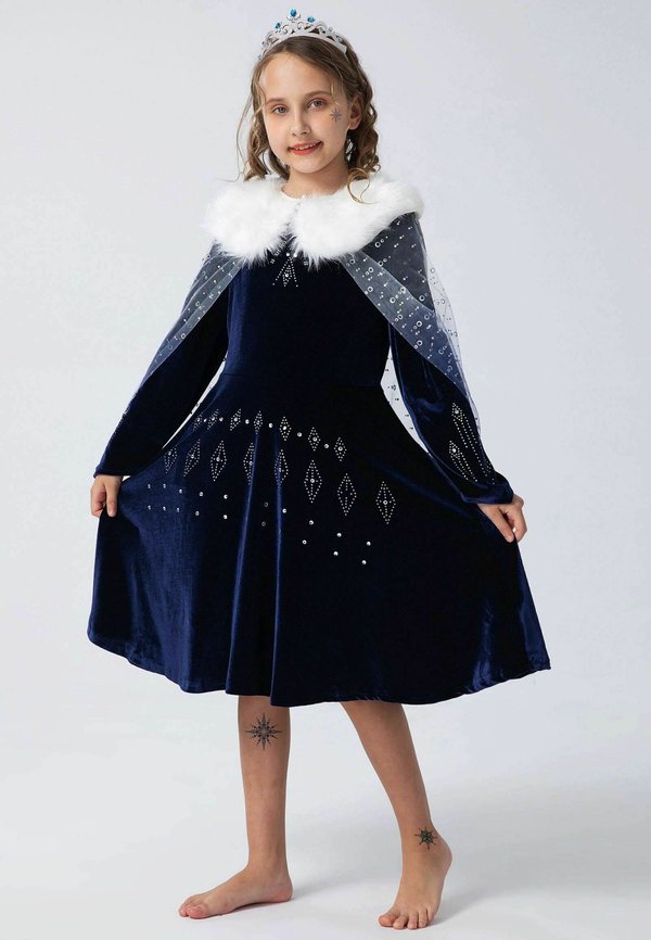 KOSTÜM KLEID FÜR EISKÖNIGIN ELSA FANS MIT HAARREIF - Kostüm - dunkelblau