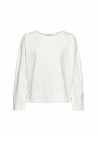 Witte sweatshirt met lange mouwen, een ronde halslijn, ribbele rand en zijsplitten; gemaakt van een zachte, gestructureerde stof met een ontspannen pasvorm.