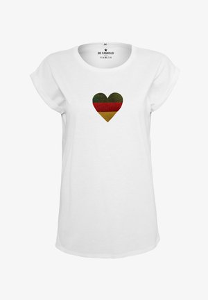 Be Famous, ROLLED DEUSCHLAND GLITTER HERZ - Print T-shirt - weiß