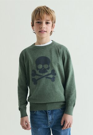 Scalpers SKULL INTARSIA TRICOT - Striktrøje - khaki