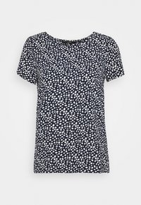 Námořnické tričko s krátkým rukávem, bílé puntíky, kulatý výstřih a rovný střih. Vyrobeno z lehkého materiálu s hladkým povrchem.