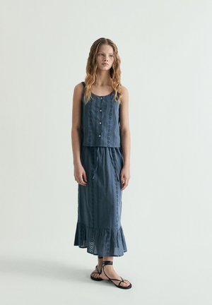 Scalpers, SCALPERS SCHIFFLI MIDI SKIRT GIRLS - A-lijn rok - greyishblue