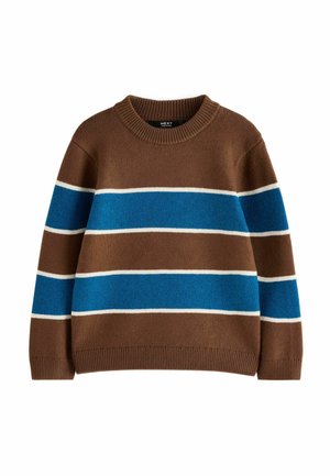 Next, REGULAR FIT - STRIPE KNITTED CREW NECK JUMPER - Svetrík - blue brown