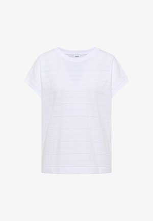 Cecil, T-SHIRT WITH BOAT NECKLINE AND TEXTURE - T-shirt print - white