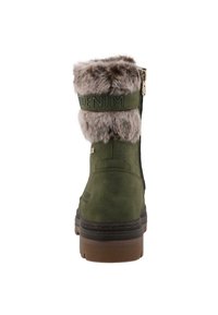 Grønne ruskindsstøvler med en imiteret pelskrave, lynlås lukning og præget denimlogo. Har en tekstureret gummisål for godt greb.