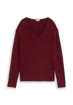 TOM TAILOR, SWEATER BASIC V-NECK - Pullover - preppy plum
