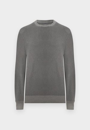 Maglione girocollo grigio lavorato a maglia con motivo testurizzato, maniche lunghe e polsini e orlo a coste.