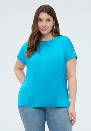 Fiorella Rubino T-SHIRT BIMATERICA CON SCOLLO TONDO - T-Shirt basic - azzurro