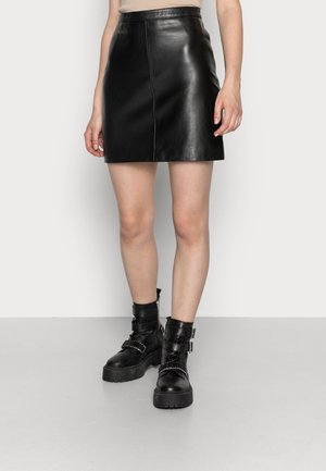OBJCHLOE SKIRT - Leather skirt - black