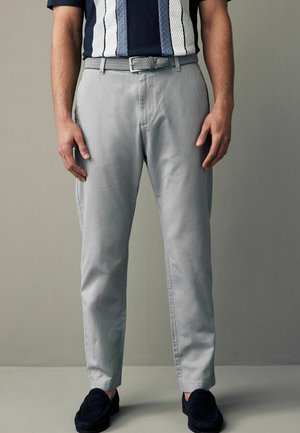 REGULAR FIT BELTED LINEN BLEND - Chino - light grey