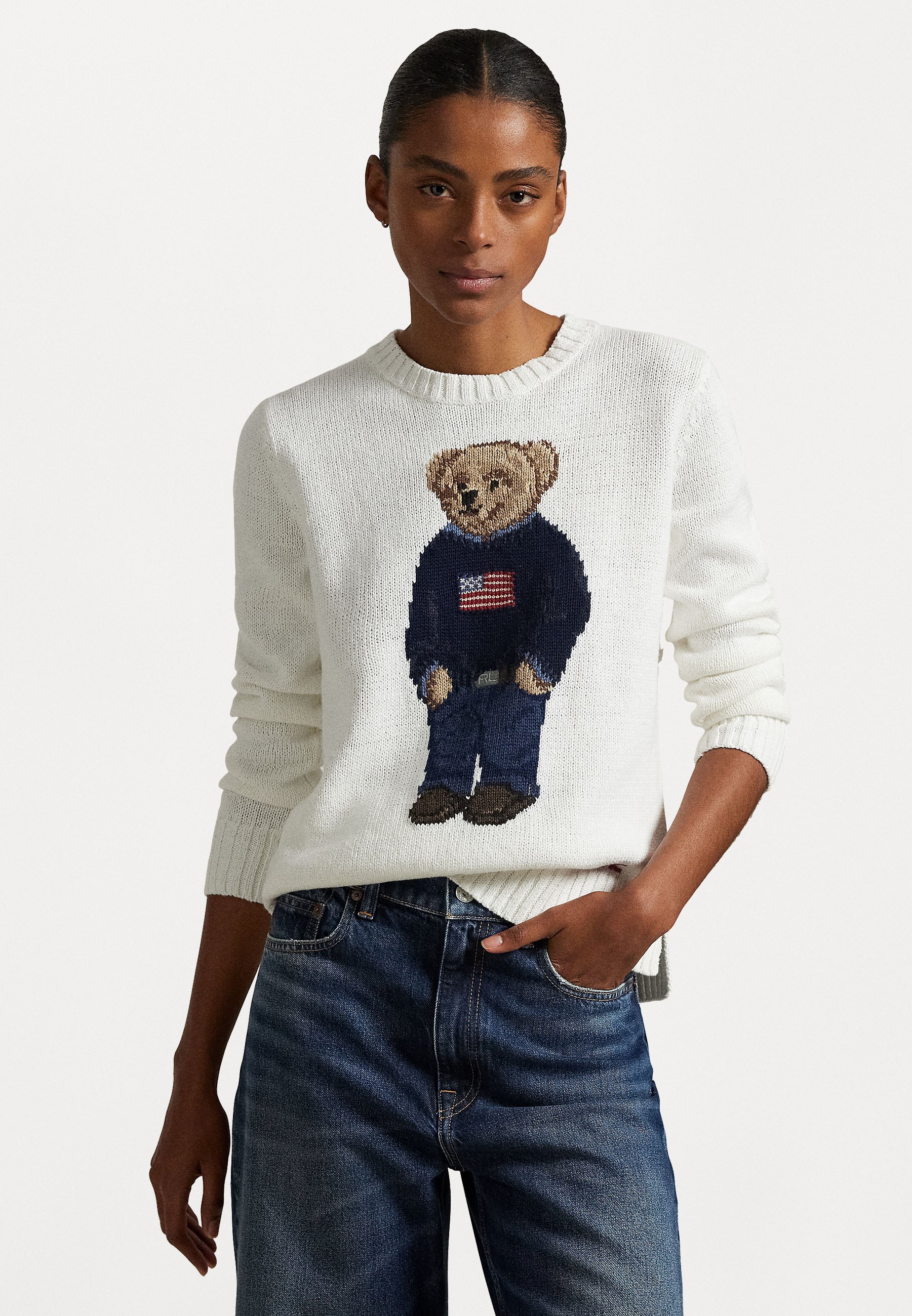 Polo Ralph Lauren POLO BEAR LINEN-COTTON CREWNECK SWEATER Trui