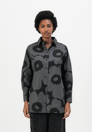 NILA UNIKKO - Button-down blouse - black/dark grey