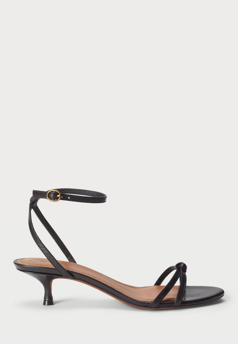 Polo Ralph Lauren LEATHER KITTEN-HEEL SANDAL - Saltos clássicos - black
