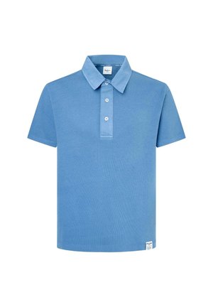 Polo shirt azzurro chiaro realizzato in cotone. Presenta un colletto, maniche corte, una chiusura a tre bottoni e un piccolo etichetta con logo sull'orlo.