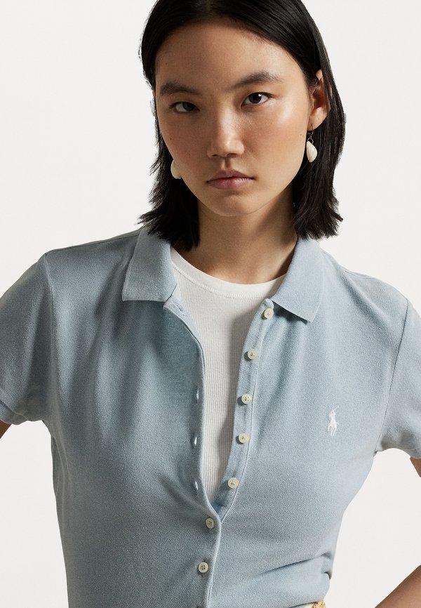 Buttoned Placket Polo Shirt - Polo shirt - light indigo3