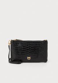 FLAT HORIZONTAL MINI - Cross body bag - nero limousine/matt gold-coloured