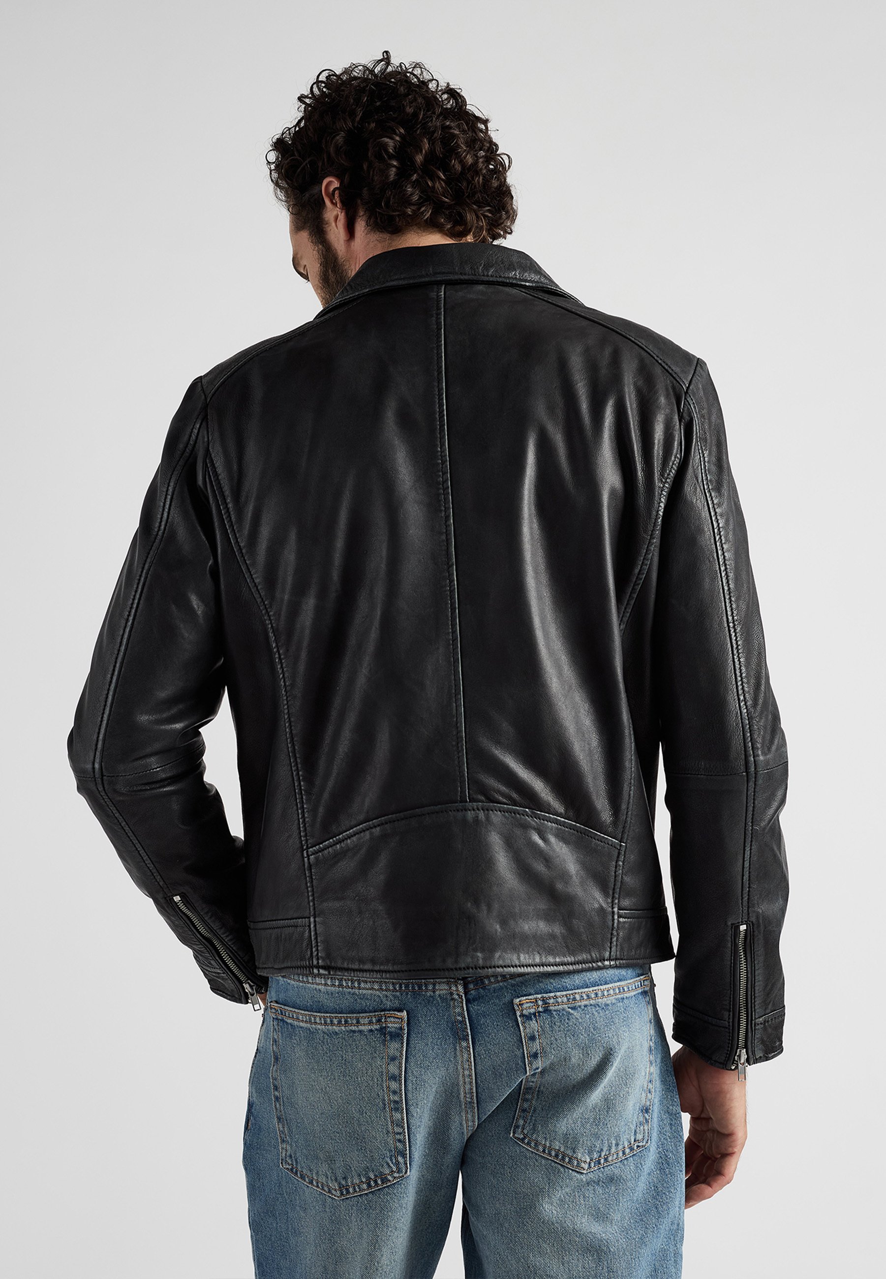 JCC IM BIKERSTIL - Leather jacket - black - Zalando