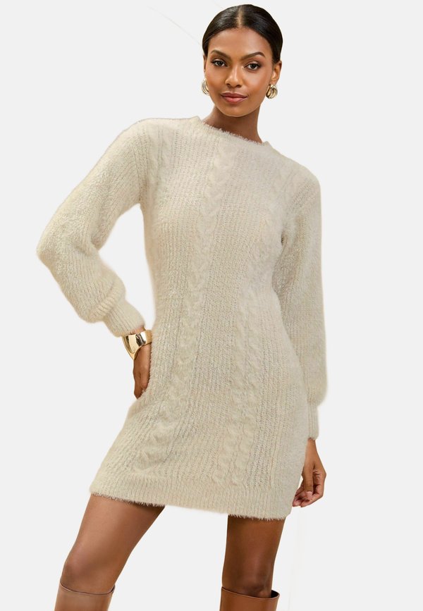 EYELASH CABLE MINI  - Strickkleid - ivory