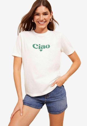 REGULAR FIT SHORT SLEEVE GRAPHIC - T-shirt med print - ivory