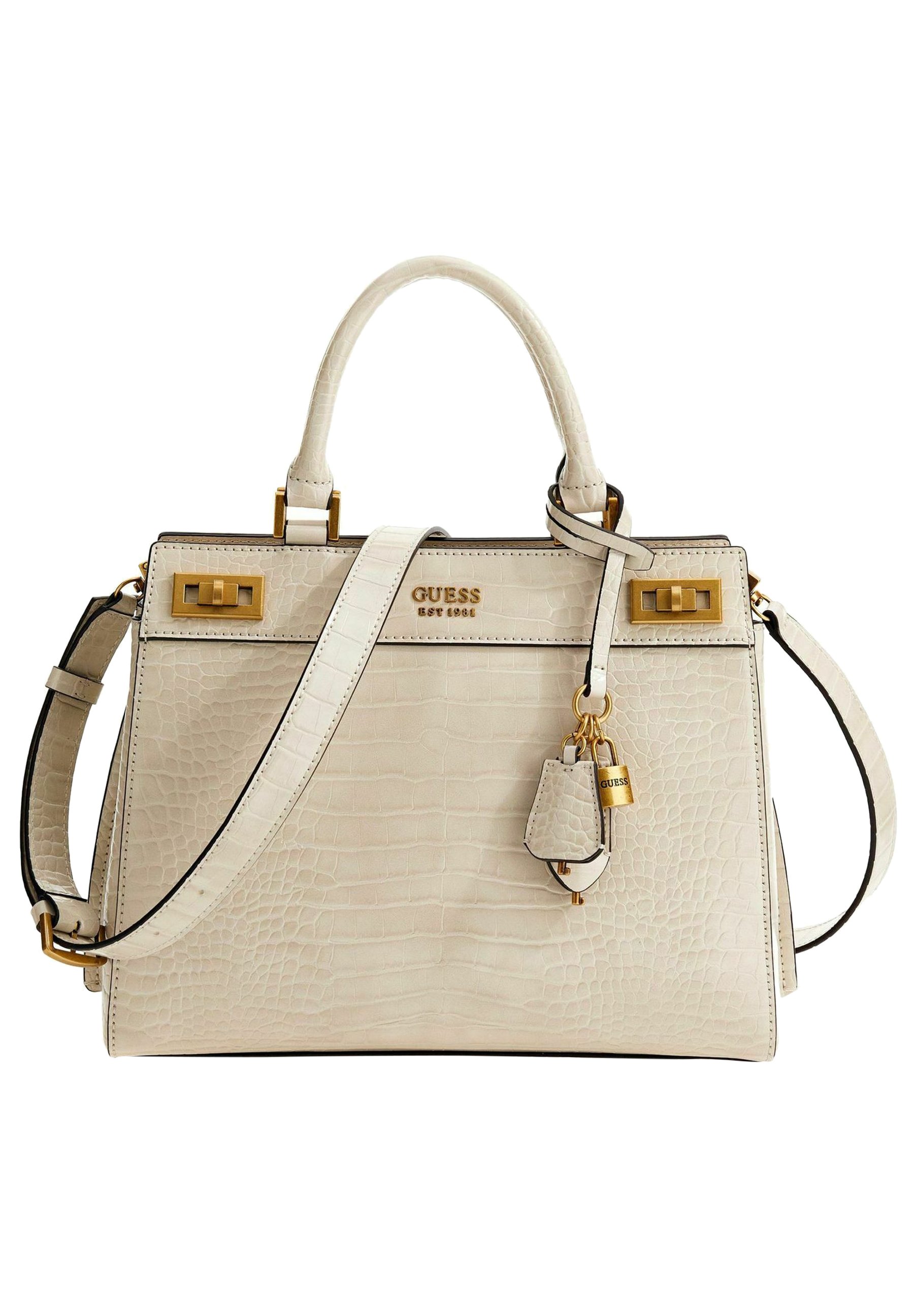 Guess KATEY CROC LUXURY SATCHEL Handbag eggshell/beige