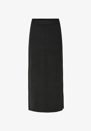 Pieces, KNITTED SKIRT PCSALLY MW ANKLE - Jupe longue - black