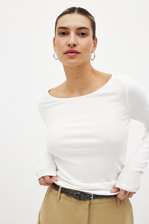 Pikkade varrukatega topp - offwhite