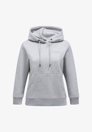 Felpa con cappuccio grigio chiaro realizzata in un morbido misto cotone, con tasca frontale, cordini regolabili e polsini e orlo a coste.
