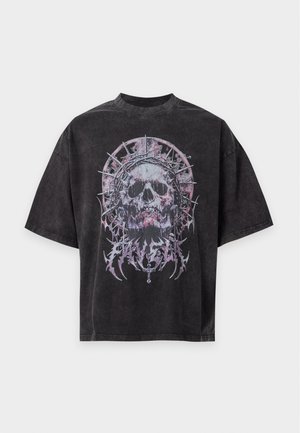 FAVELA, TRIBAL SKULL - T-shirt imprimé - black washed