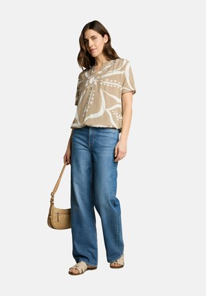 TOM TAILOR, BLUSE MIT MUSTER - Blouse - big olive white flower print
