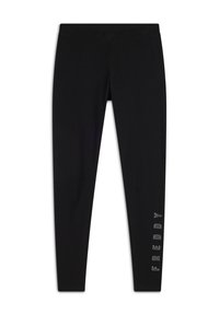 Leggings neri realizzati in tessuto elasticizzato, con un ampio elastico in vita e la scritta "FREDDY" stampata verticalmente sulla parte inferiore della gamba sinistra.