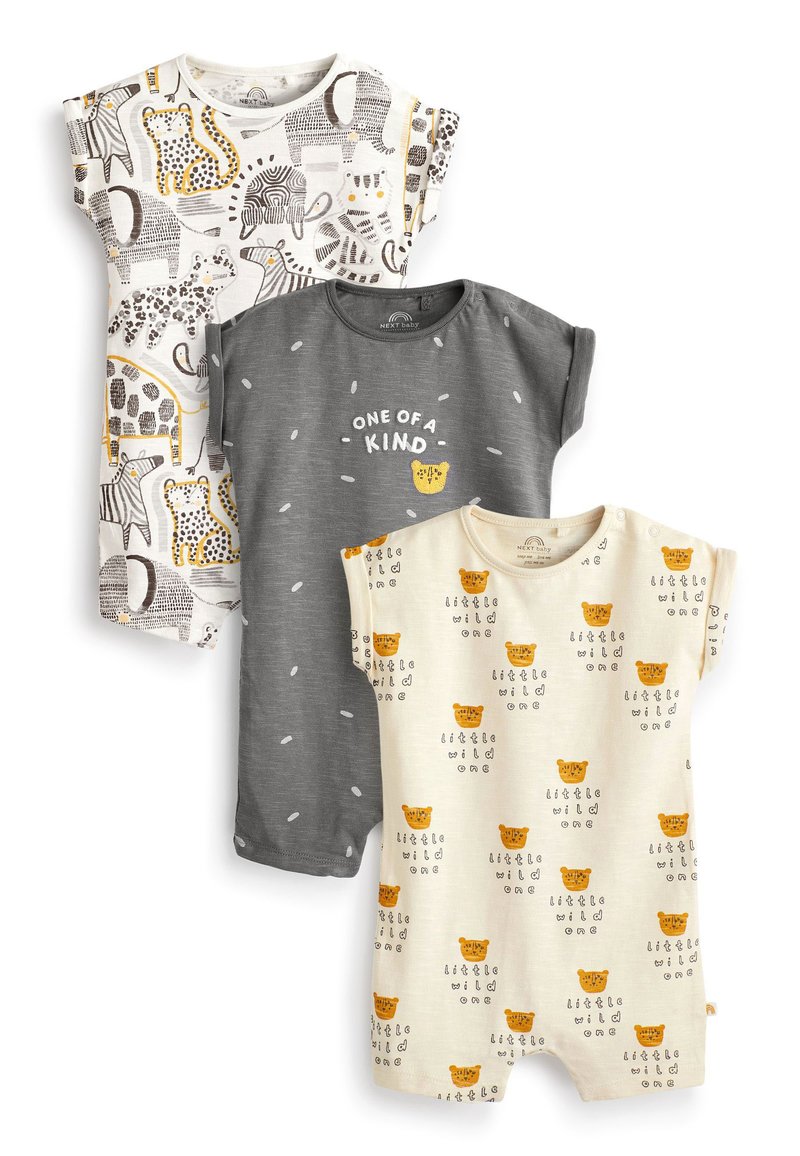 Next BABY JERSEY ROMPER 3 PACK Jumpsuit monochrome safari/grau