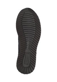 Zwarte rubberen schoenzool met diepe profielen, met een gestructureerd oppervlak en gladde randen, gemerkt "weltidauer Luftpolster."