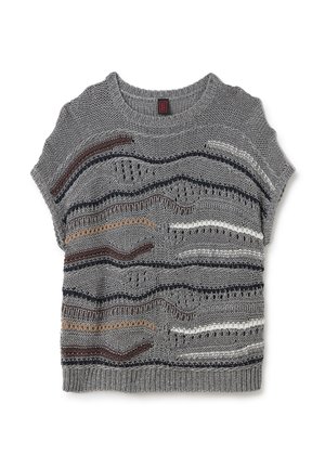 Stefanel WITH CONTRASTING DETAILS - T-Shirt print - black grey
