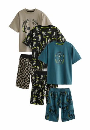 Next 3 PACK SET - Pijamale - black lime skull checkerboard