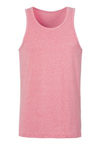 Pink heathered sleeveless tank top with a round neckline and straight hem. Made from soft, breathable fabric suitable for casual wear.