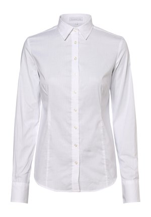 Witte langemouwen shirt van gladde katoen, met een klassieke kraag, knoopsluiting aan de voorkant en een getailleerde pasvorm met knoopmanchetten.